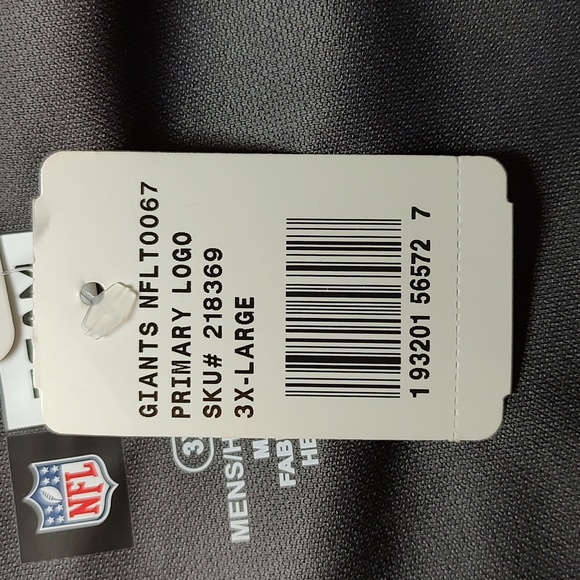 New York Giants NFL Team Apparel Mens Dark Gray Half-Zip Pullover 3XL NWT - Picture 8 of 8